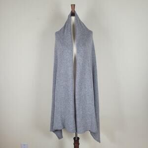 Minnie Rose Wrap Poncho One Size Gray Cashmere Knit Sweater Cape Soft Cozy Open